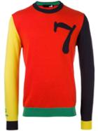 Love Moschino Colour Block Jumper, Men's, Size: Xl, Red, Virgin Wool