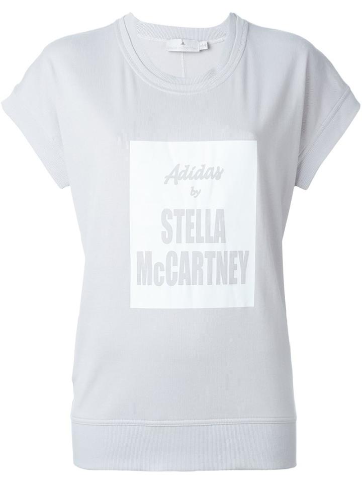 Adidas By Stella Mccartney Logo Print T-shirt, Women's, Size: Xs, Grey, Cotton/modal/spandex/elastane