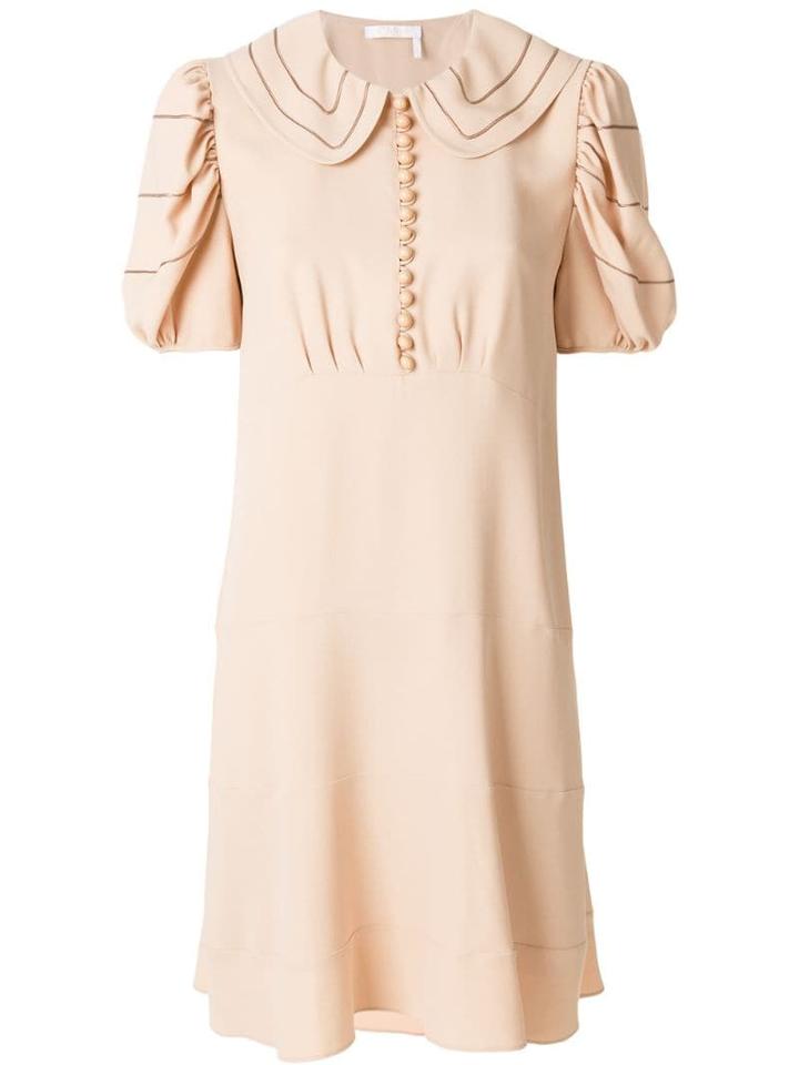 Chloé Piped Collar Skater Dress - Neutrals