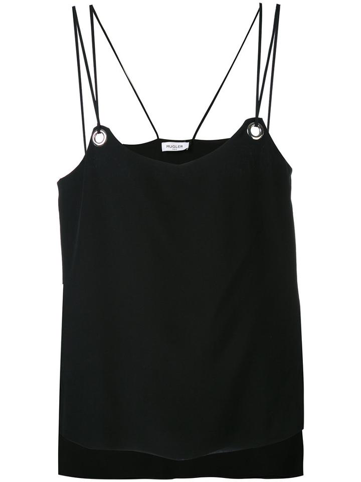 Mugler - Eyelet Detail Vest - Women - Silk - 40, Black, Silk