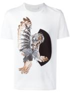 Neil Barrett Mechanical Owl Print T-shirt, Men's, Size: Small, White