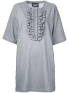 Boutique Moschino Ruffled Trim Short Dress, Women's, Size: 48, Grey, Cotton