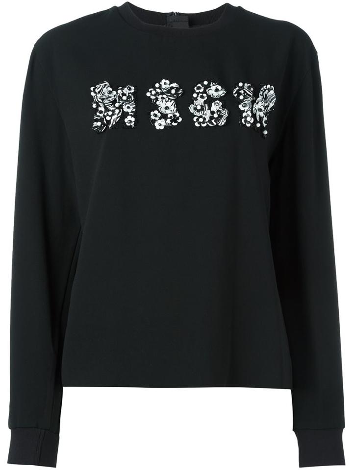 Msgm Floral Appliqué Sweatshirt