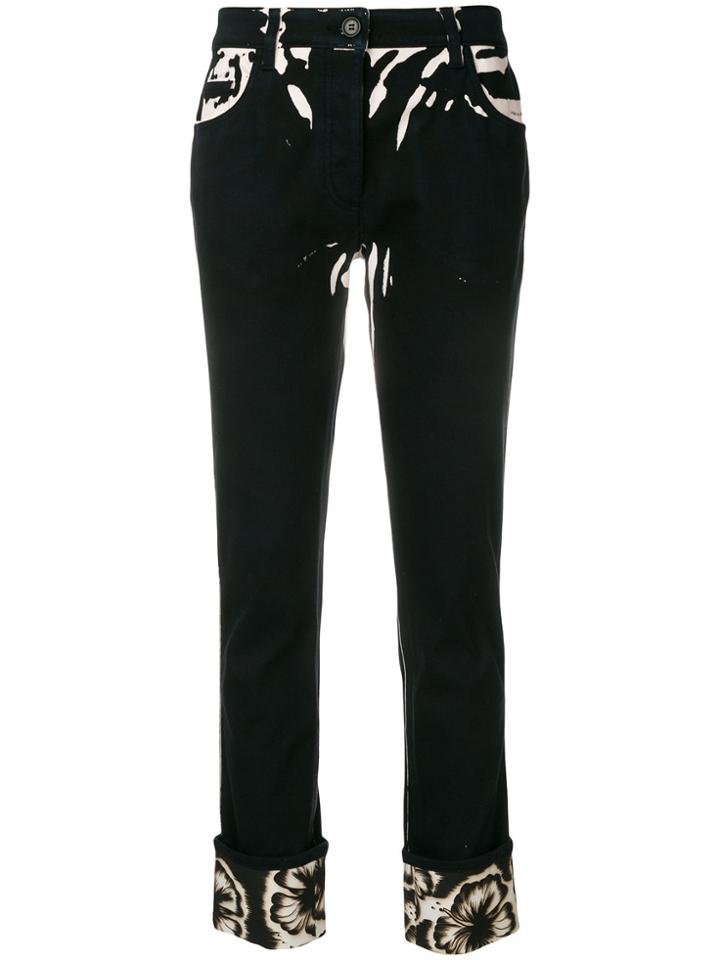 Prada Hibiscus Printed Jeans - Black