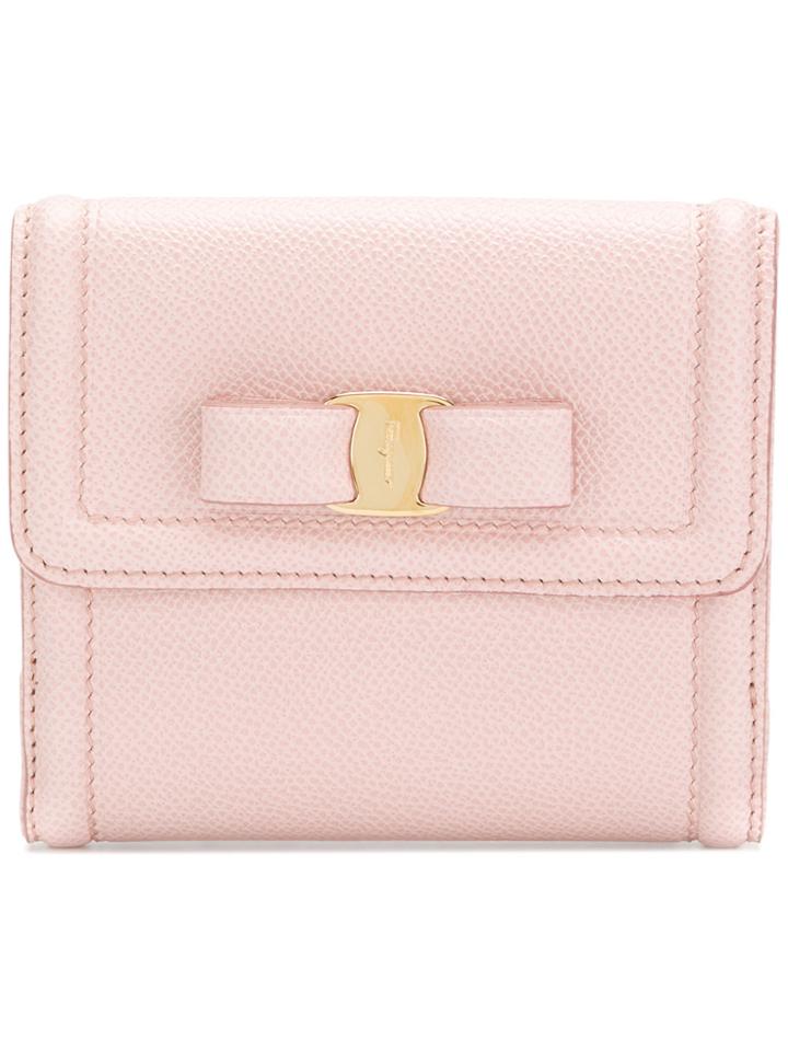 Salvatore Ferragamo Vara Small Tri-fold Wallet - Pink & Purple