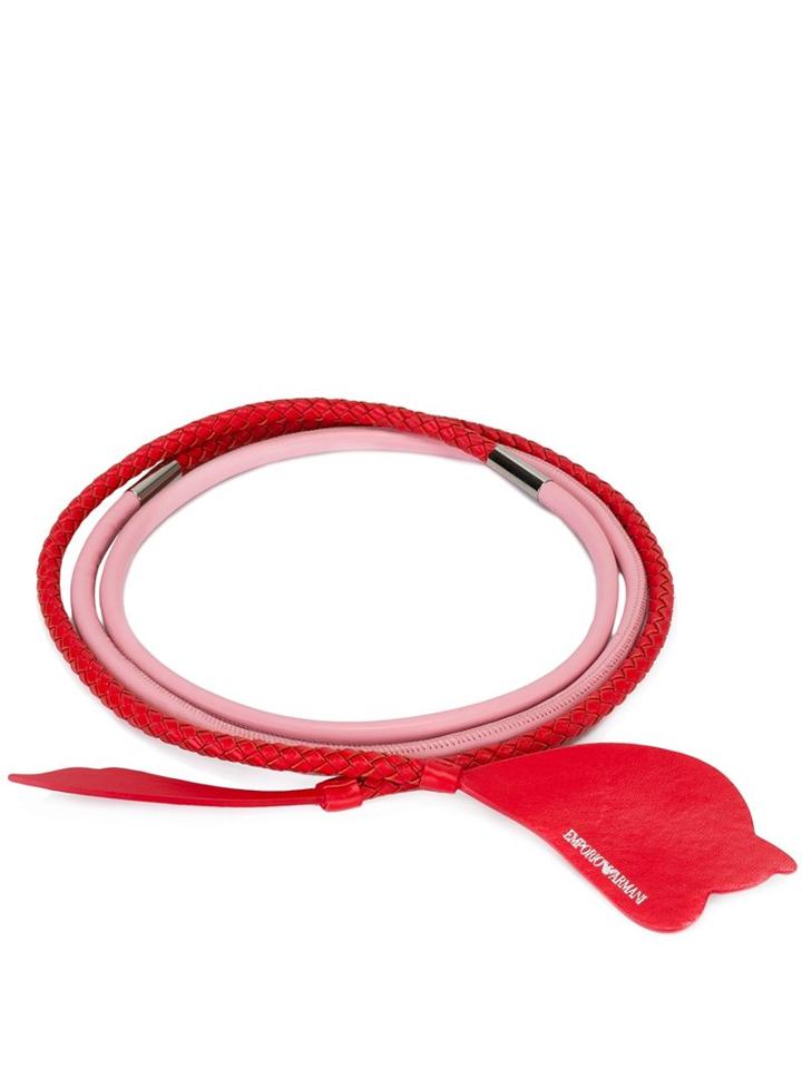 Emporio Armani Double Braided Belt, Women's, Size: 70, Pink/purple, Leather