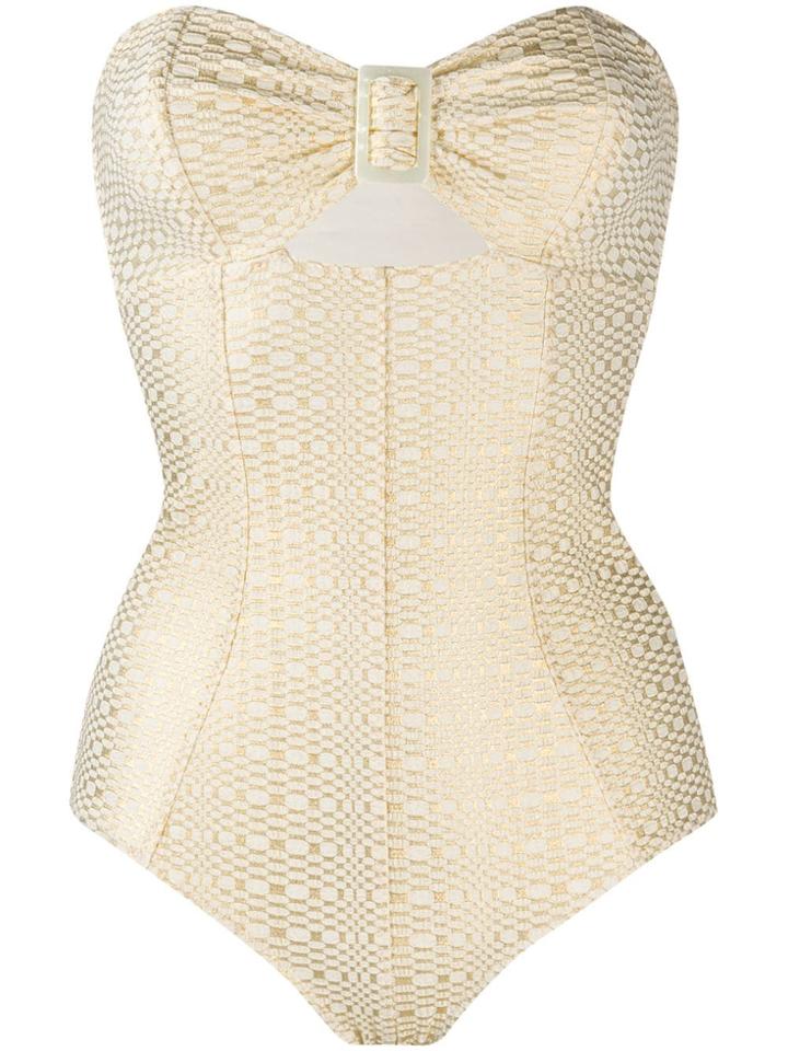 Lisa Marie Fernandez Bandeau Swimsuit - Neutrals