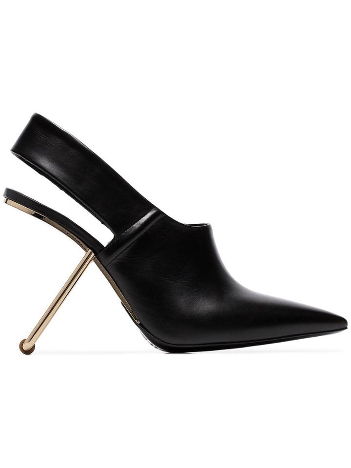Poiret Black 100 Slingback Cut Out Heel Pumps