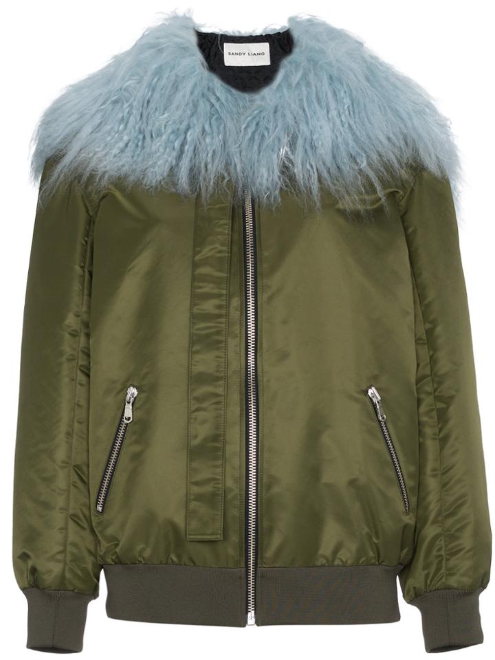 Sandy Liang Ascher Fur Back Jacket - Green