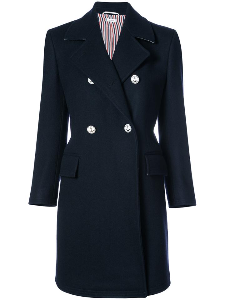 Thom Browne Double Breasted Chesterfield Overcoat In Navy Heavy Merino