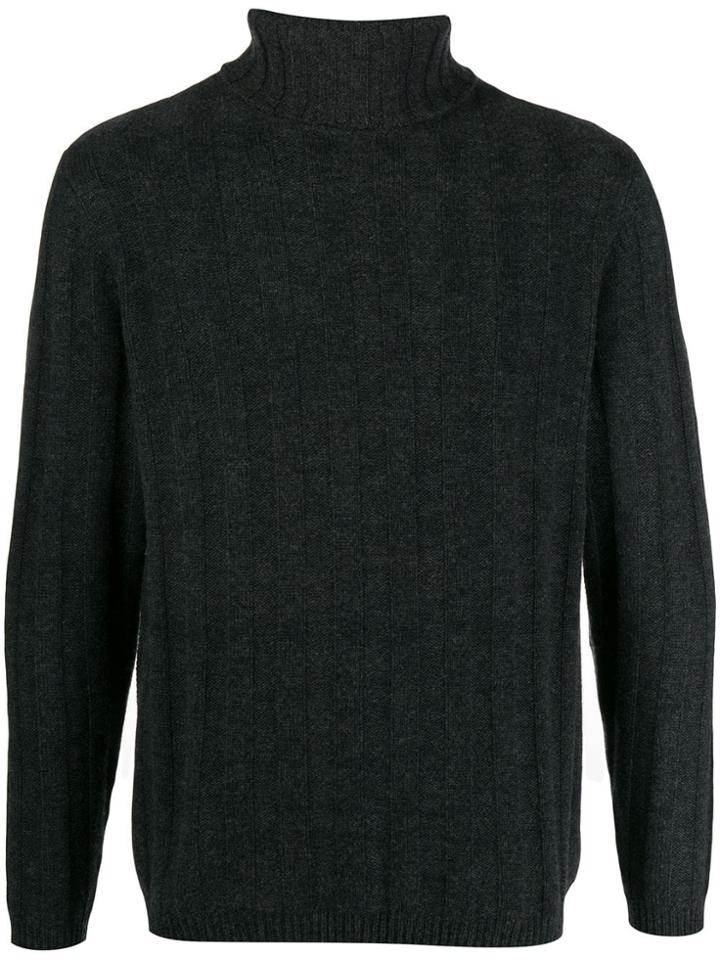 N.peal 007 Chunky Ribbed Polo Neck Sweater - Grey