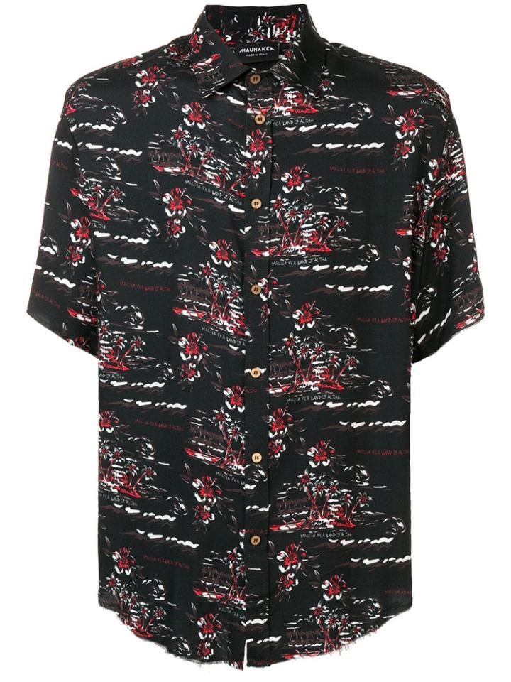 Mauna Kea Floral Print Shirt - Black