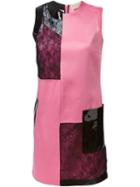 Christopher Kane Lace Paneled Shift Dress, Women's, Size: 8, Pink/purple, Viscose/acetate/silk/leather