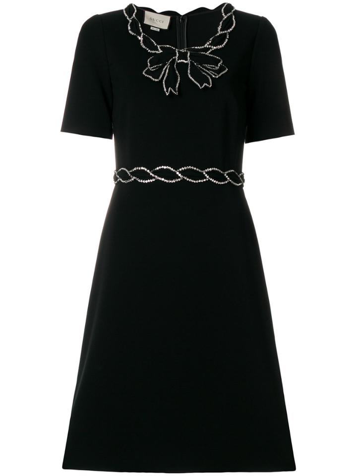 Gucci Crystal Trim Dress - Black