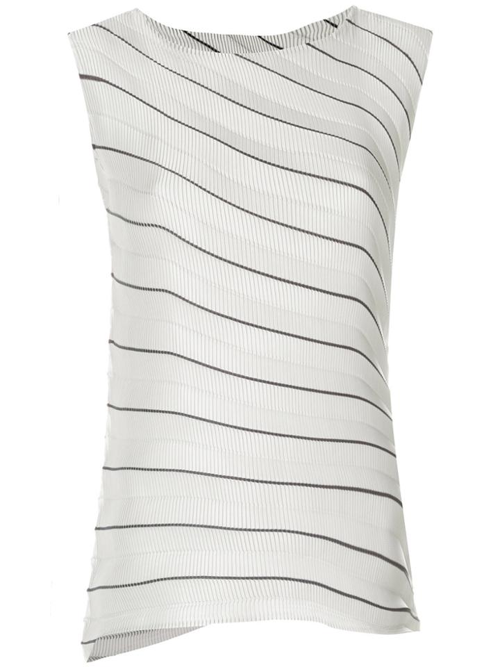 Issey Miyake Pleated Striped Top - Green