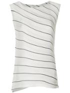 Issey Miyake Pleated Striped Top - Green