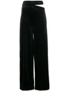 Marta Jakubowski Velvet Side-slit Trousers - Black