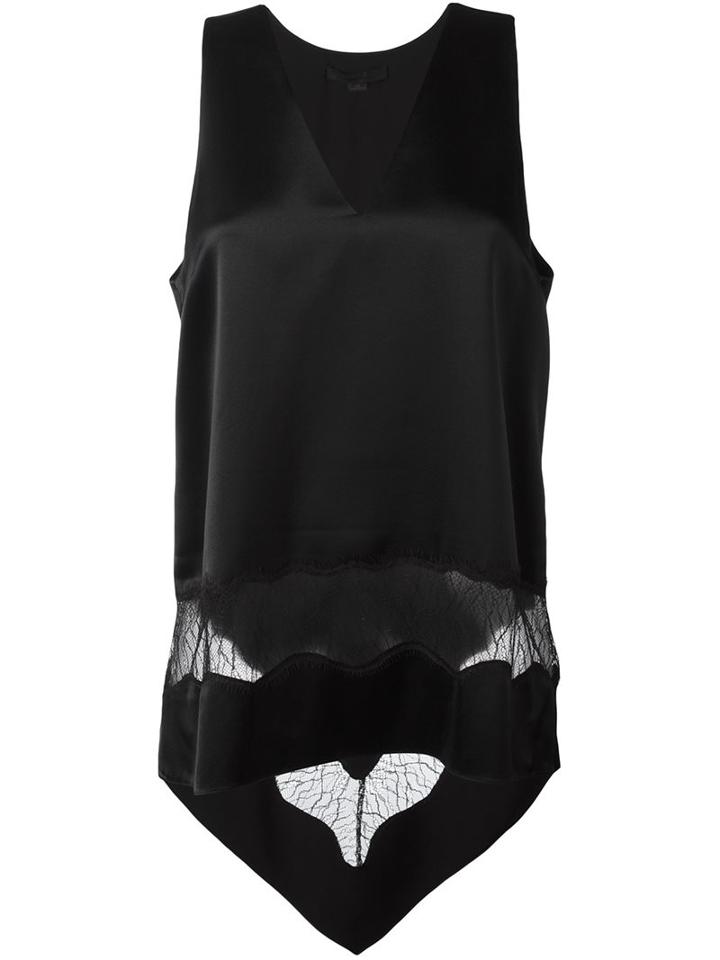 Alexander Wang Lace Panel Tank Top, Women's, Size: 8, Black, Silk/polyester