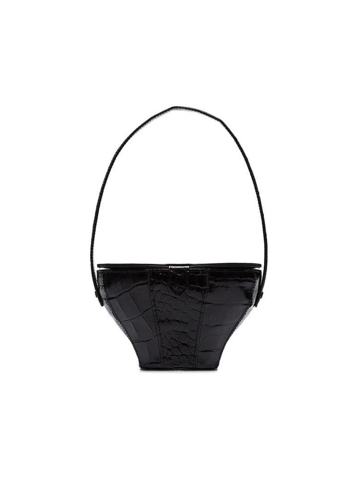 Staud Alice Black Crocodile-effect Bag
