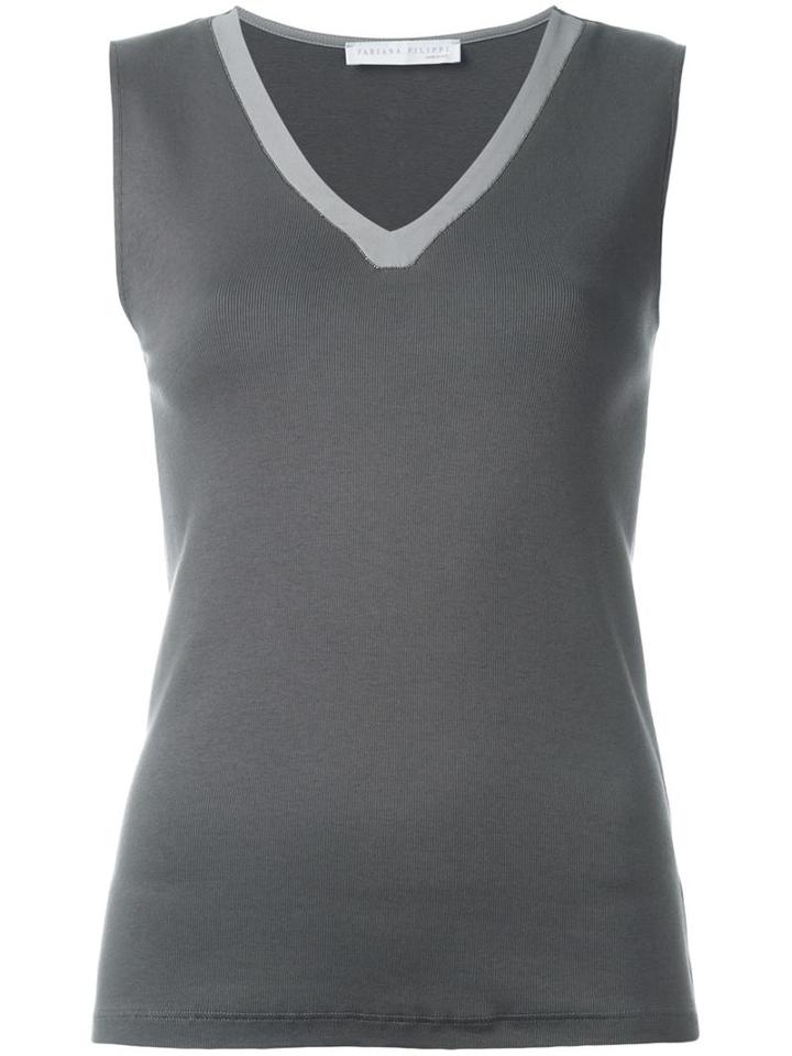 Fabiana Filippi V Neck Vest, Women's, Size: 44, Grey, Cotton/spandex/elastane