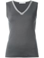 Fabiana Filippi V Neck Vest, Women's, Size: 44, Grey, Cotton/spandex/elastane