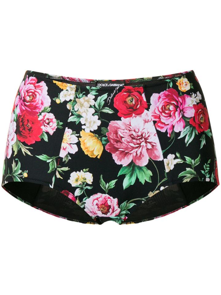 Dolce & Gabbana Floral Print Bikini Bottoms - Black