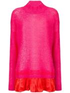 Erika Cavallini Ruffle Hem Turtleneck Sweater - Pink