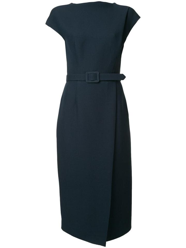 Oscar De La Renta Cap Sleeve High Neck Dress - Blue
