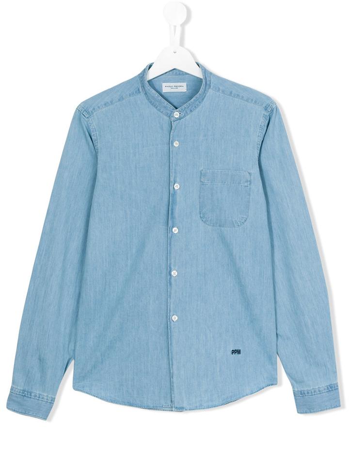 Paolo Pecora Band Collar Shirt, Boy's, Size: 14 Yrs, Blue