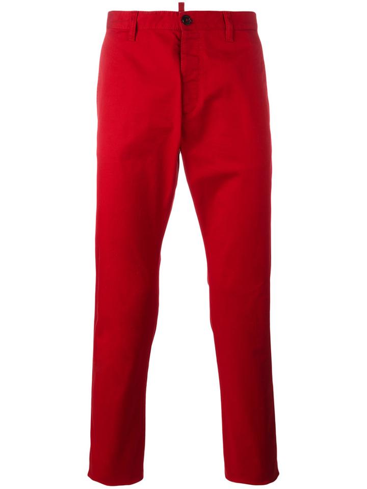 Dsquared2 Classic Tapered Chinos, Men's, Size: 52, Red, Cotton/spandex/elastane