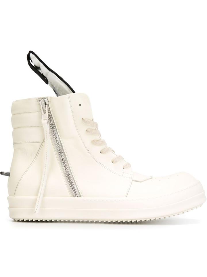 Rick Owens Geobasket Hi-top Sneakers, Men's, Size: 39, White, Leather/rubber
