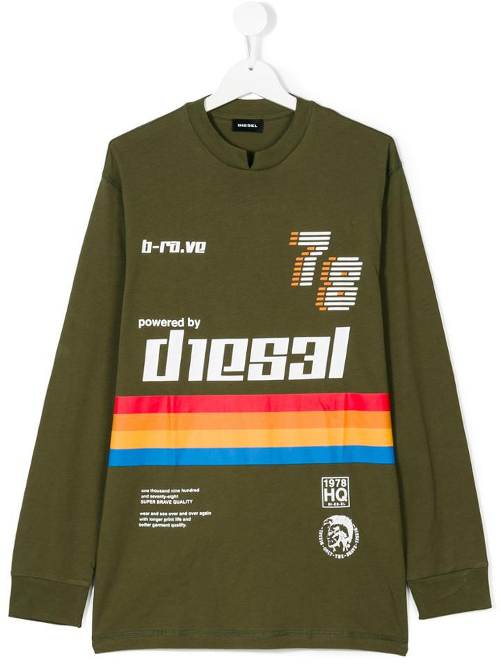 Diesel Kids Powered By Diesel Print Top - Green