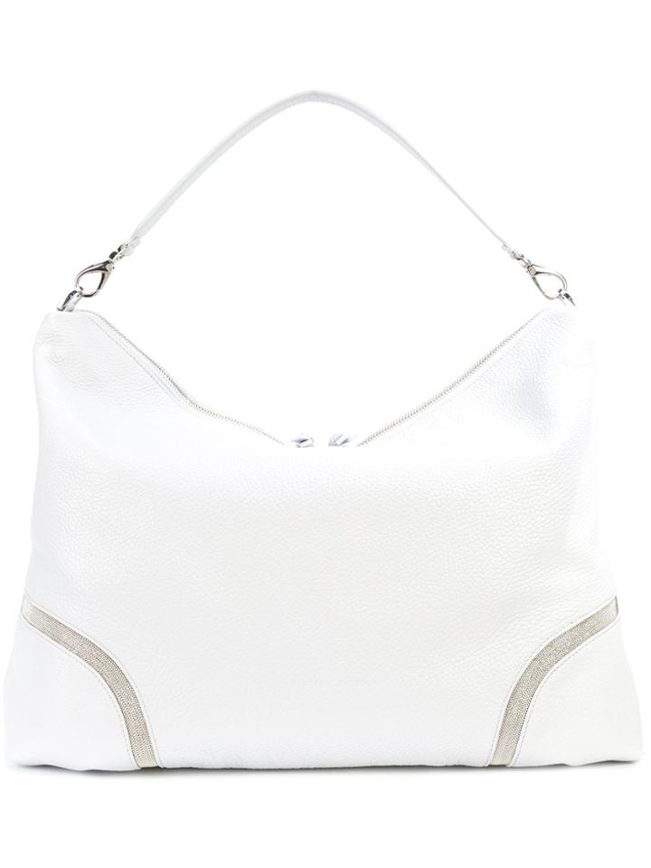 Fabiana Filippi Bead-trimmed Hobo Tote - Grey