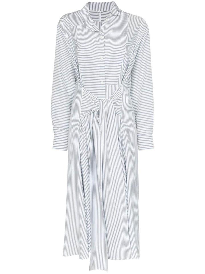 Loewe Striped Belted Shirtdress - White