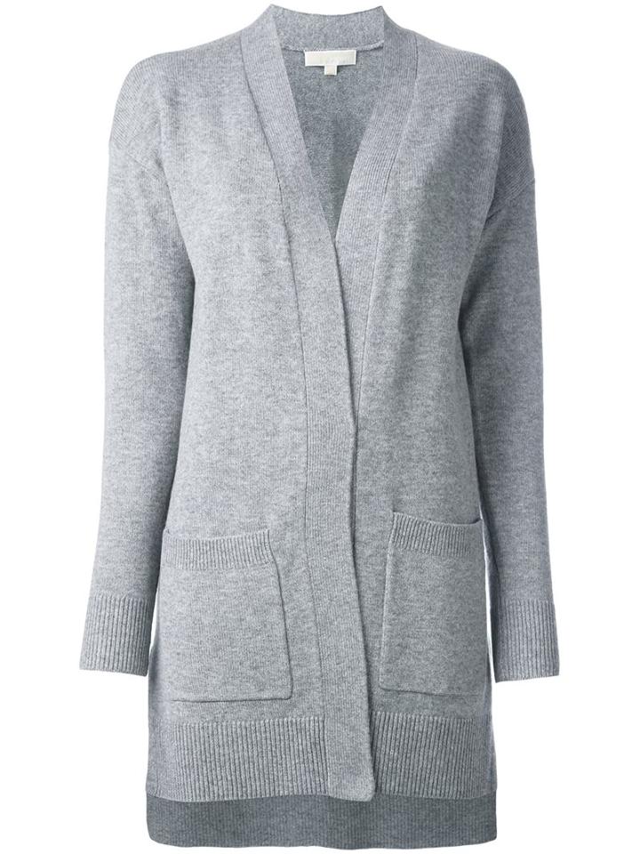 Michael Michael Kors Long Pocket Cardigan, Women's, Size: Small, Grey, Cashmere/mohair