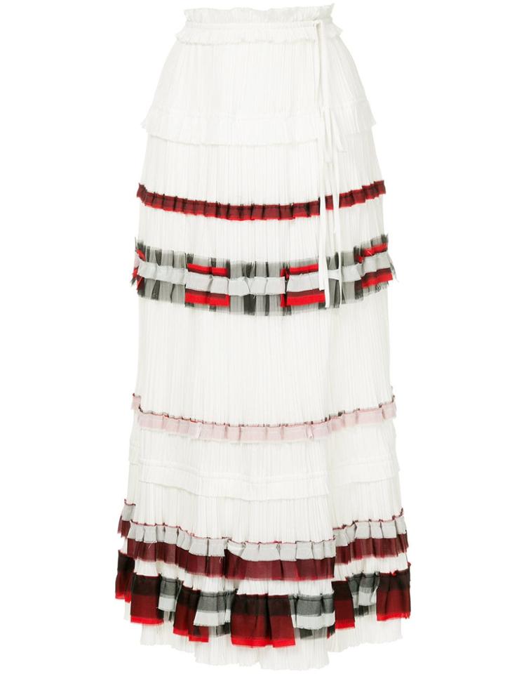 3.1 Phillip Lim Contrast Pleated Midi Skirt - White