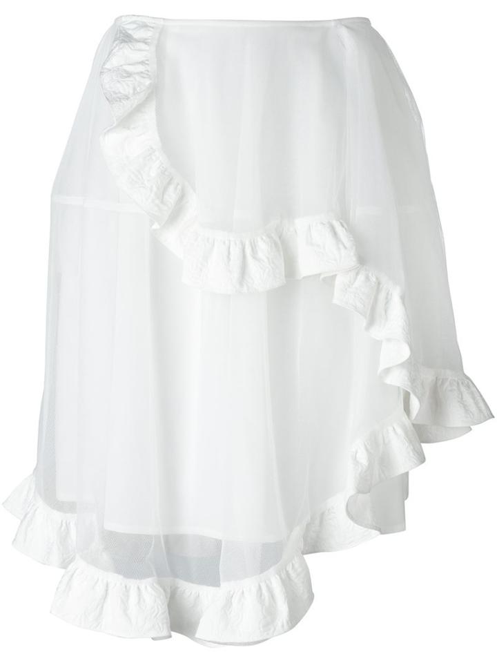 Simone Rocha Asymmetric Tulle Full Skirt, Women's, Size: 10, White, Nylon/polyamide/polyester/spandex/elastane