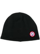 Canada Goose Logo Embroidered Beanie Hat - Black