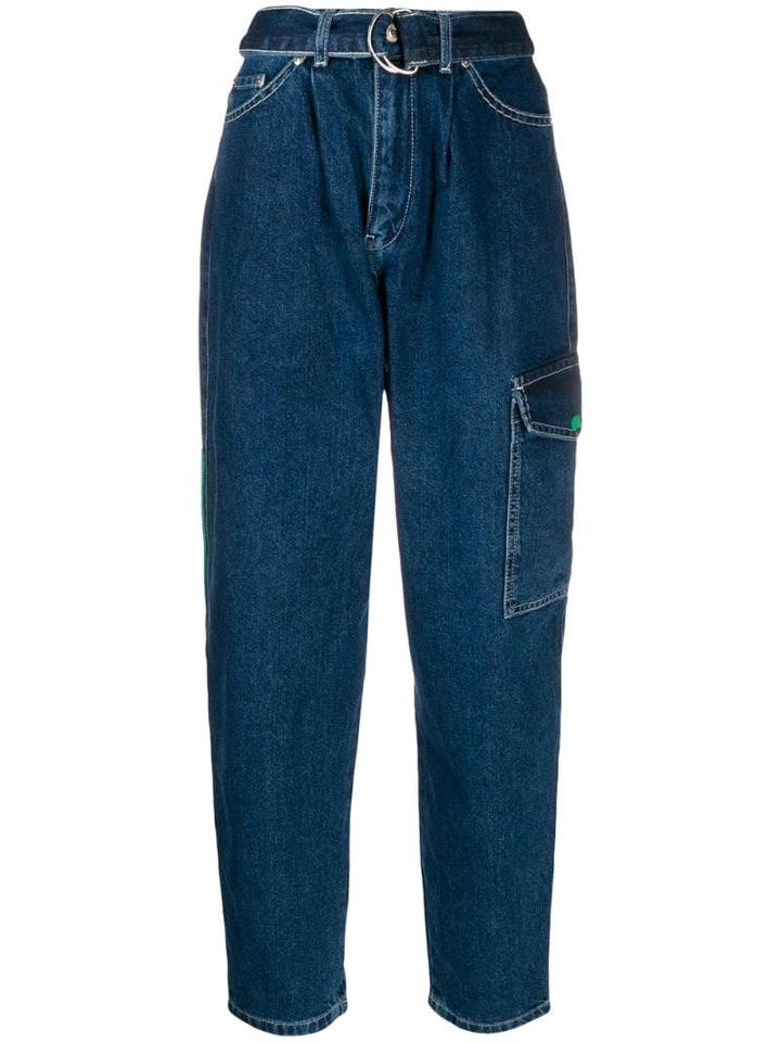Benetton Carrot Fit Belted Jeans - Blue
