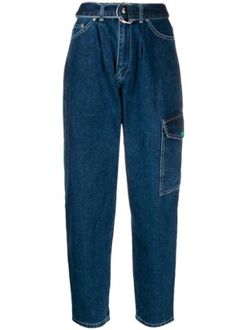 Benetton Carrot Fit Belted Jeans - Blue