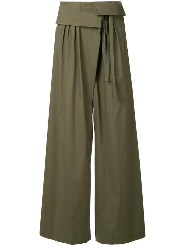 Cyclas Tie Detail Wide-legged Trousers - Green