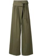 Cyclas Tie Detail Wide-legged Trousers - Green