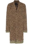R13 Leopard Print Denim Distressed Cotton Coat - Brown