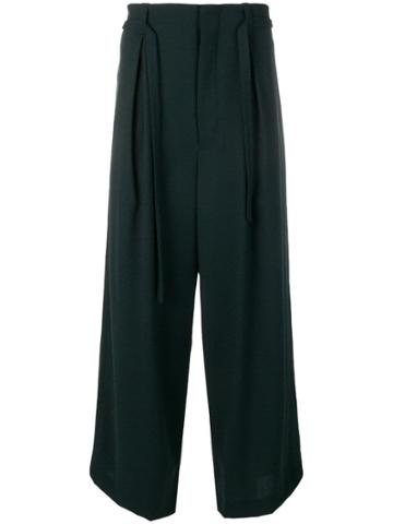 Ethosens Pleated Wide-leg Trousers - Green