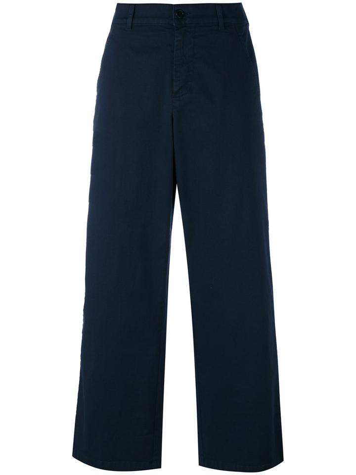 Barena Wide Leg Trousers, Women's, Size: 42, Blue, Cotton/spandex/elastane