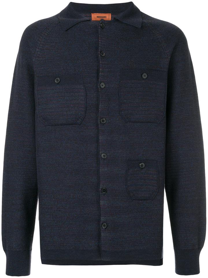 Missoni Button Front Shirt Cardigan - Pink & Purple