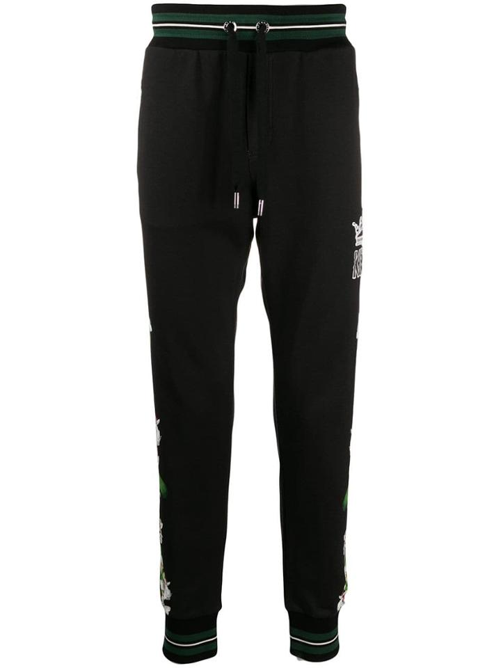 Dolce & Gabbana Floral Track Pants - Black