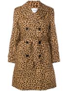 Dondup Leopard-print Trench Coat - Brown
