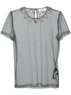 Coach Sheer Embellished Neck T-shirt - Grey