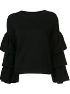 Co Tiered Sleeve Sweater, Women's, Size: Medium, Blue, Wool